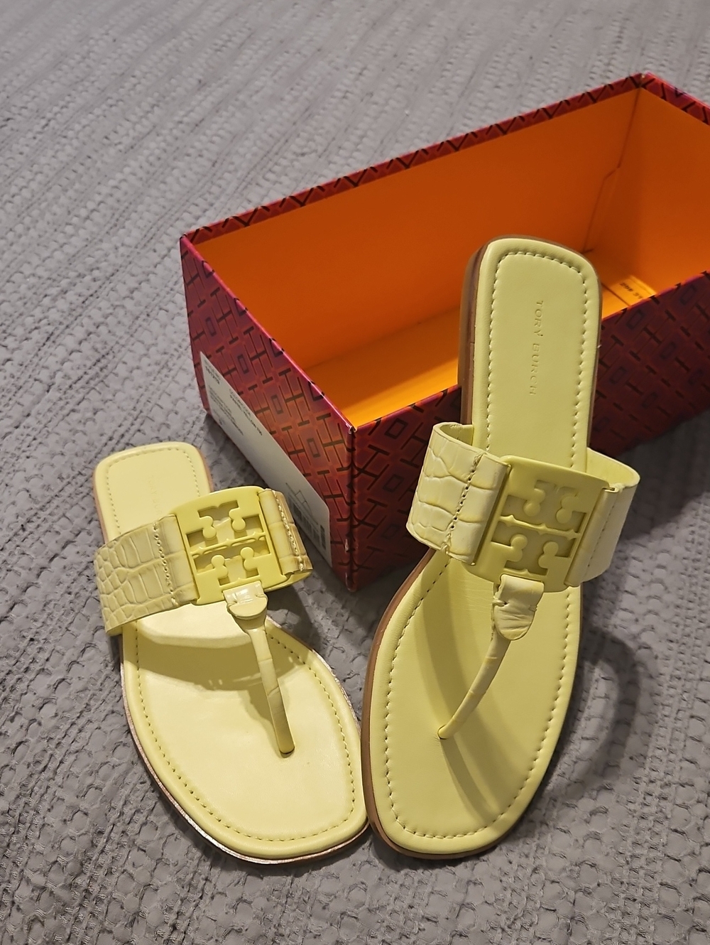Tory Burch Lemon Yellow Georgia Thong Sandals